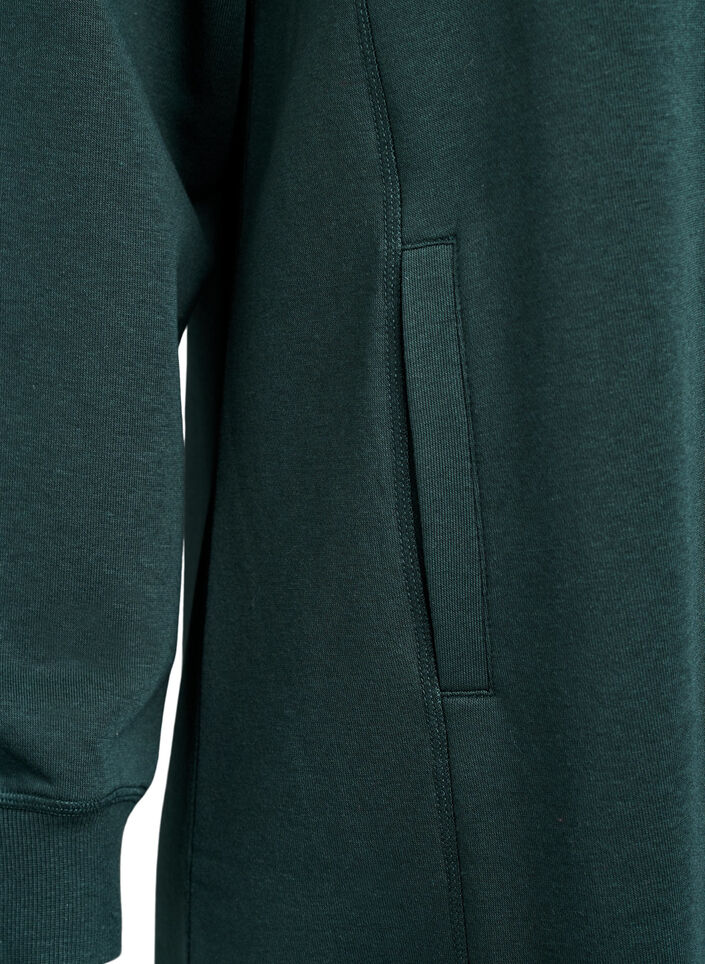 Kurzes Sweatshirtkleid mit Stehkragen und Taschen, Gr&uuml;n, Packshot image number 3