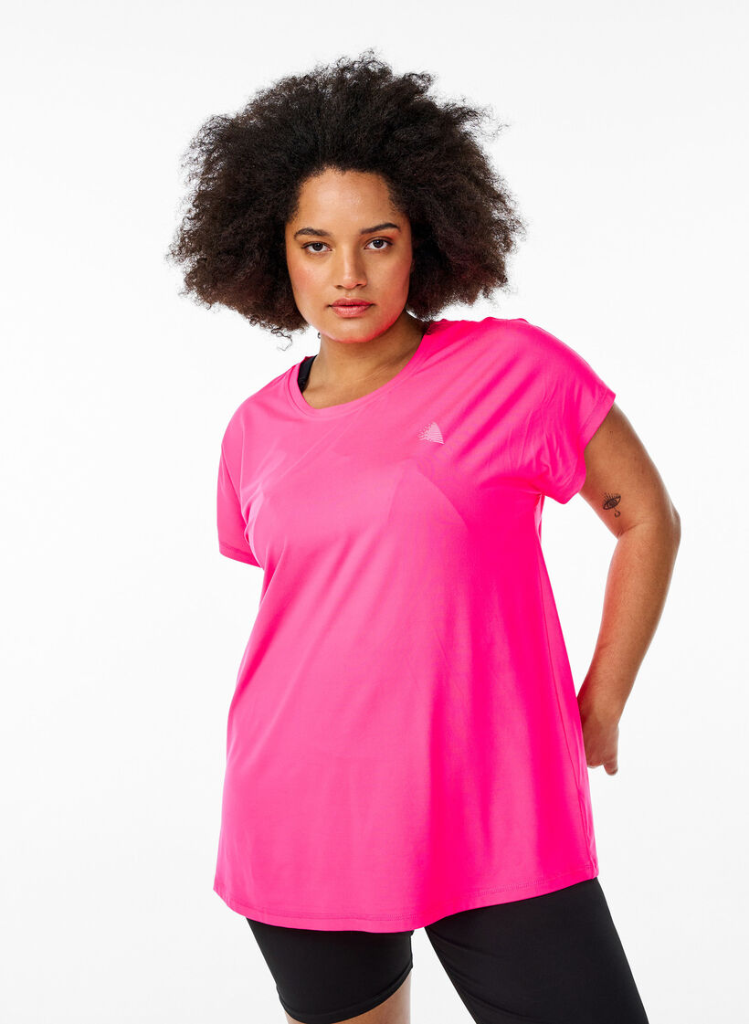 Einfarbiges Trainings-T-Shirt, Pink, Model image number 0