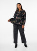 Lang&auml;rmelige Bluse mit gebl&uuml;mtem Muster, Schwarz, Model image number 1