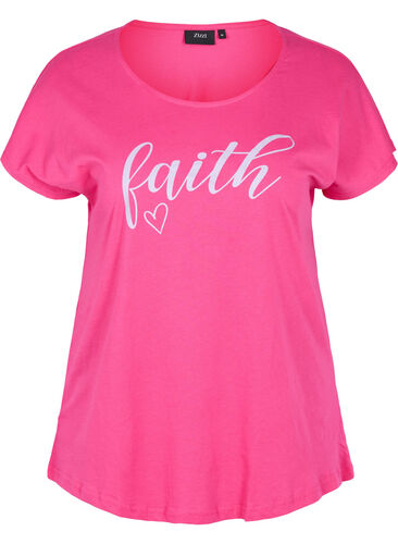 Lockeres kurzärmeliges Baumwoll-T-Shirt, Beetroot Pur Faith, Packshot image number 0