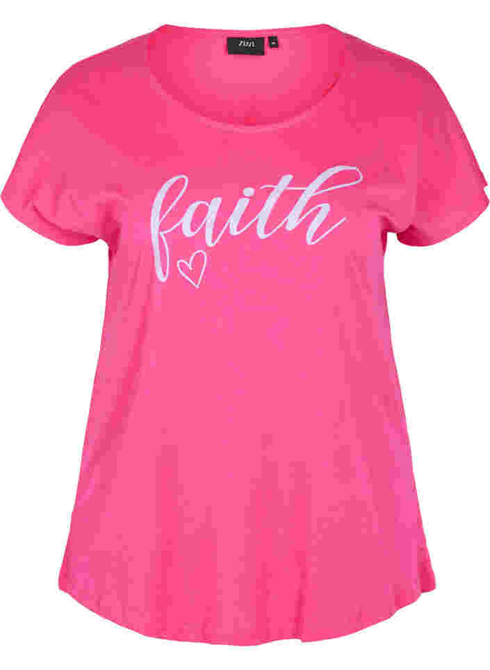 Lockeres kurzärmeliges Baumwoll-T-Shirt, Beetroot Pur Faith, Packshot image number 0