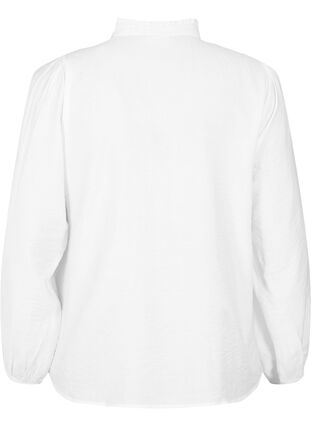  Hemdbluse aus Viskose mit gerüschtem Kragen, Bright White, Packshot image number 1