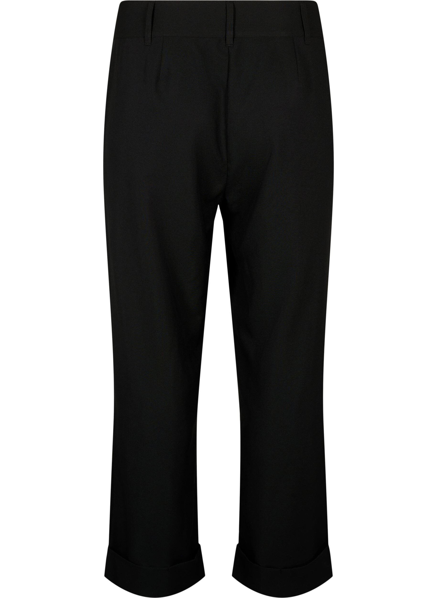 Zizzi Hose mit hoher Taille und Umschlag, Black, Packshot image number 1