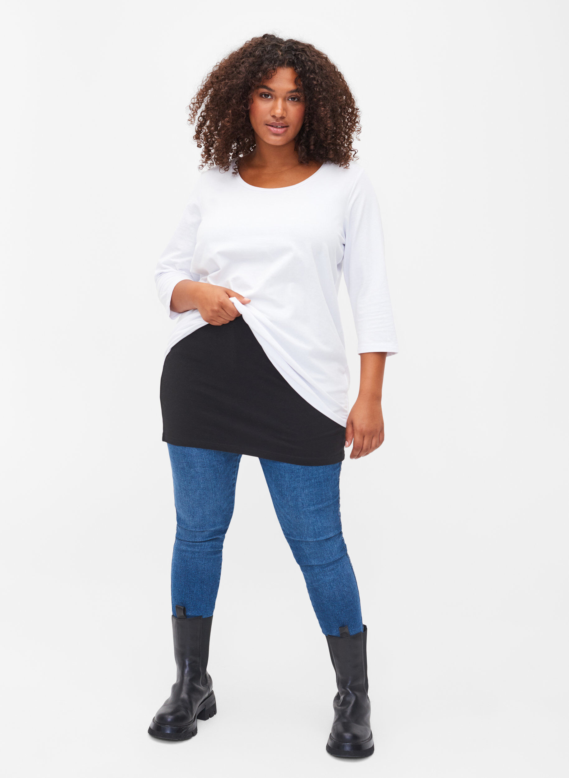 Zizzi 2er-Pack Top Extender, Black/Black Dot, Model image number 3