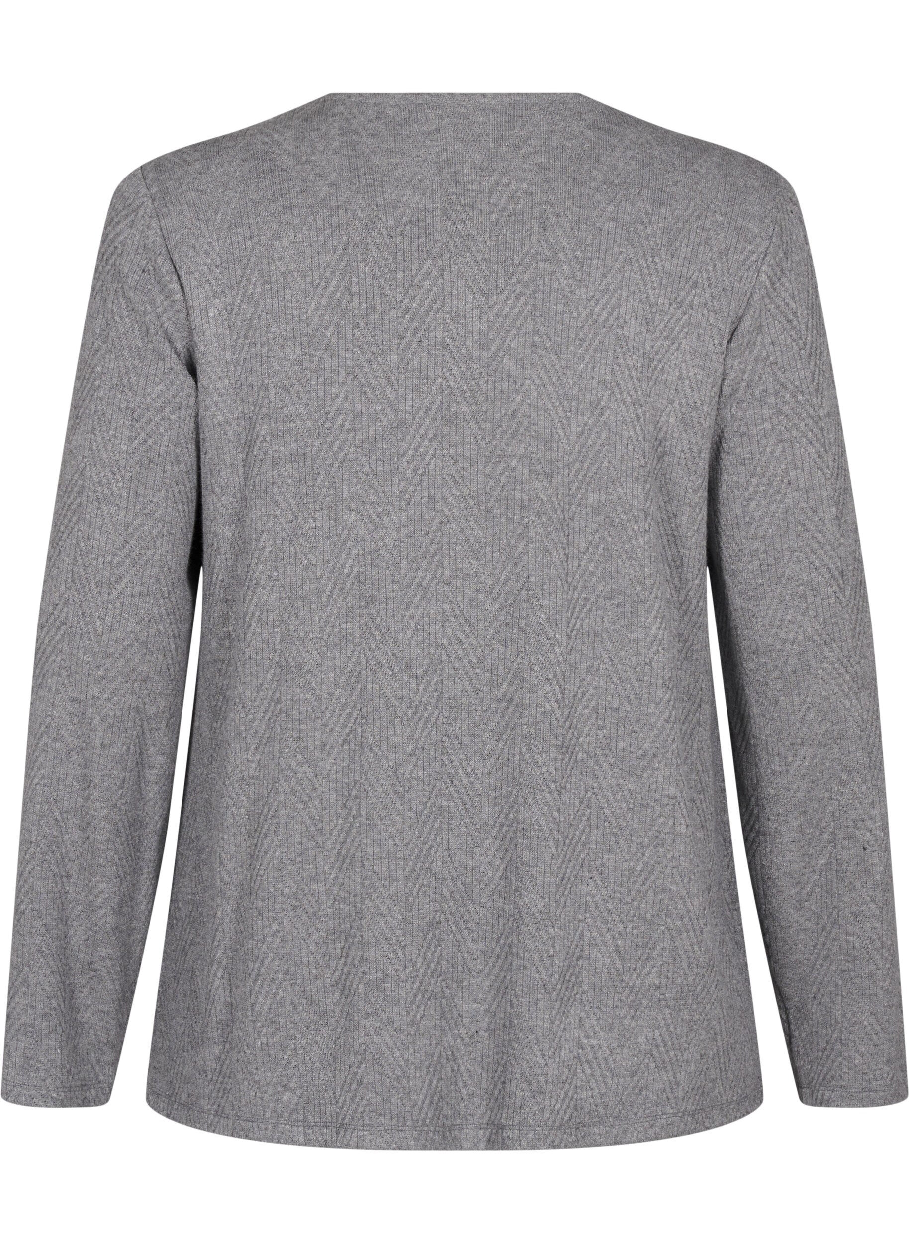 Zizzi Gemusterte Bluse mit langen &Auml;rmeln, Grau, Packshot image number 1