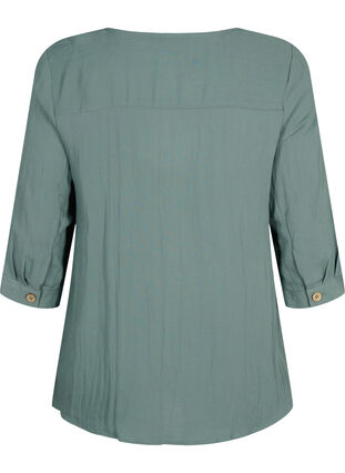 Bluse aus Viskose mit Knöpfen und V-Ausschnitt, Balsam Green, Packshot image number 1