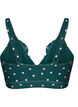 Bikinioberteil mit Punkten und R&uuml;schendetails, Gr&uuml;n, Packshot image number 1