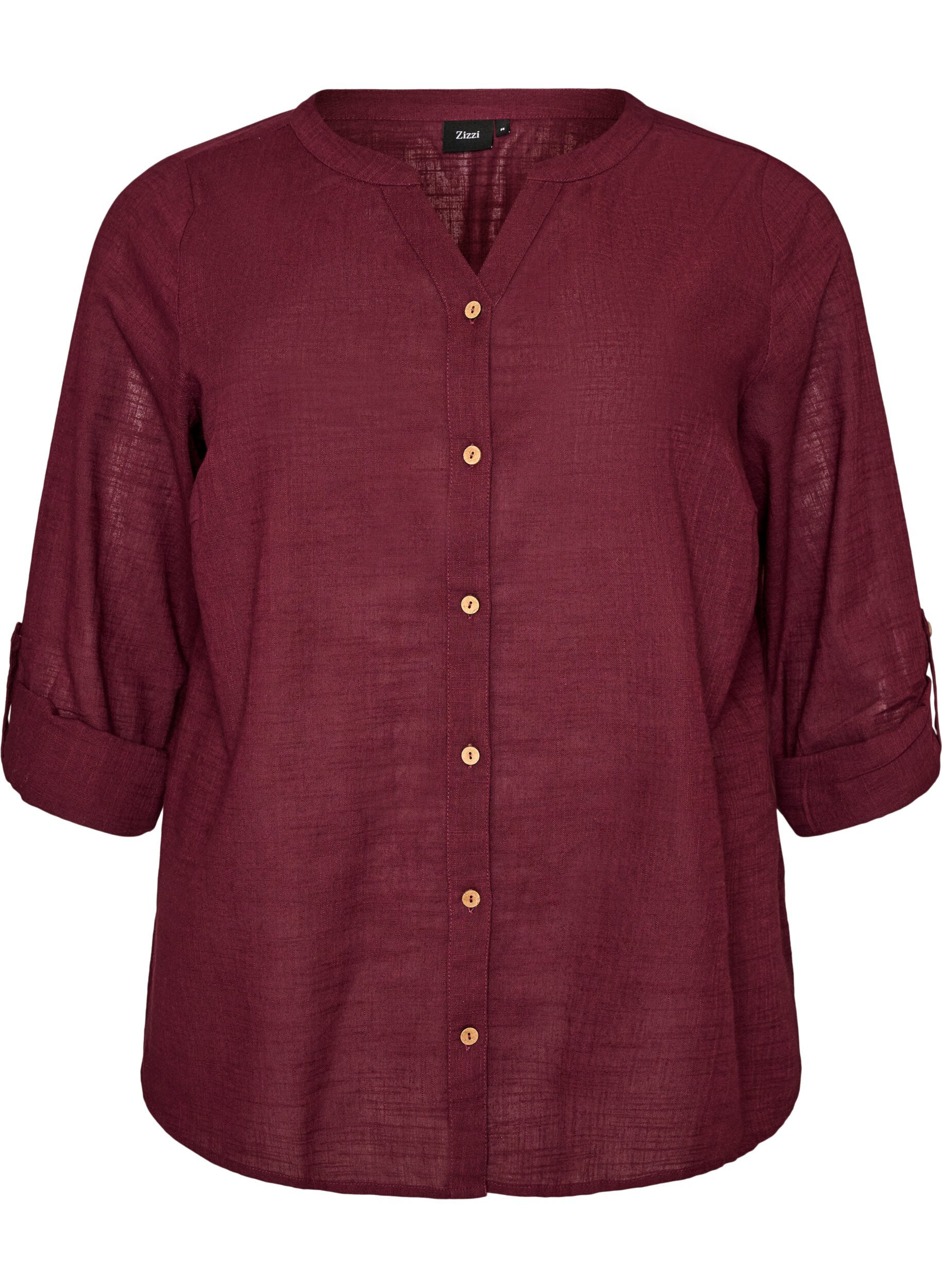ZizziBaumwollbluse mit V-Ausschnitt, Rot, Packshot image number 0