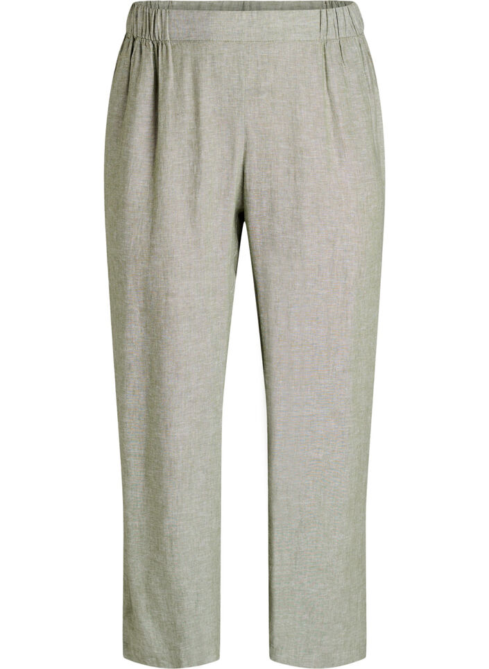 Lockere Hose aus Leinen und Viskose, Grün, Packshot image number 0