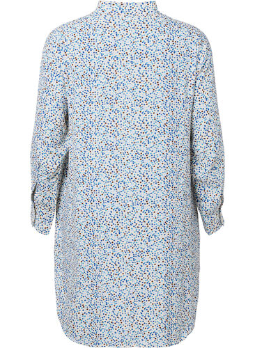 Gepunktetes Kleid aus Viskose mit Knöpfen, Blue Dot AOP, Packshot image number 1