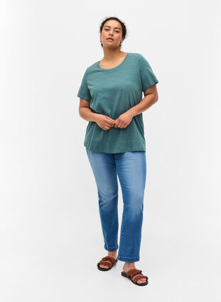 Bedrucktes T-Shirt aus Baumwolle, Balsam Green DOT, Model image number 2