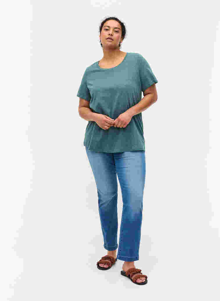 Bedrucktes T-Shirt aus Baumwolle, Balsam Green DOT, Model image number 2