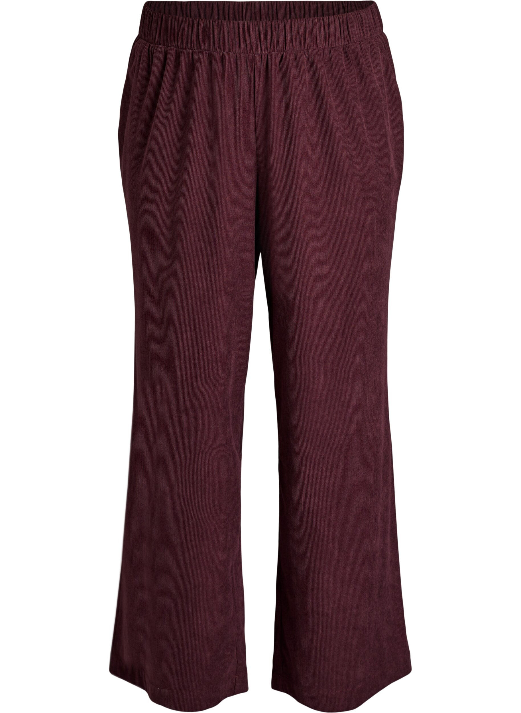 Zizzi Samthose aus Samt mit weitem Bein, Dunkles Bordeaux, Packshot image number 0