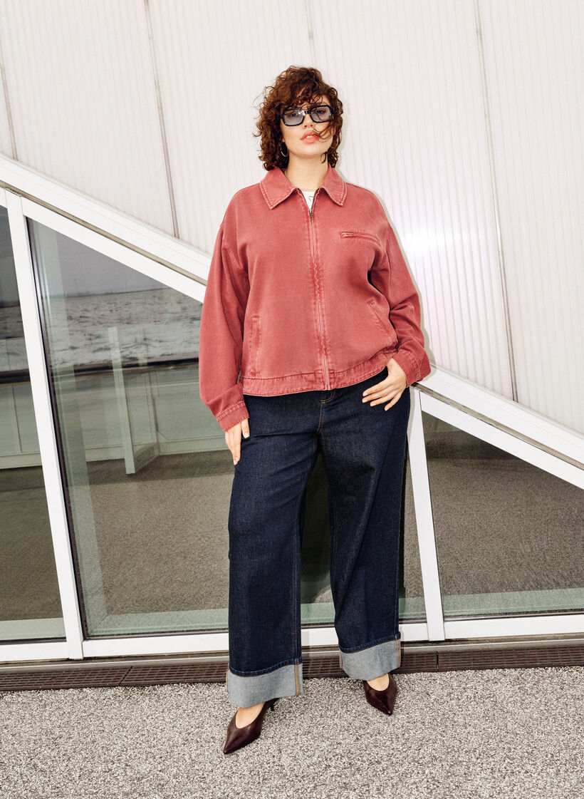 Straight-Fit-Jeans mit weitem Bein und Umschlag, Blau, Image image number 0