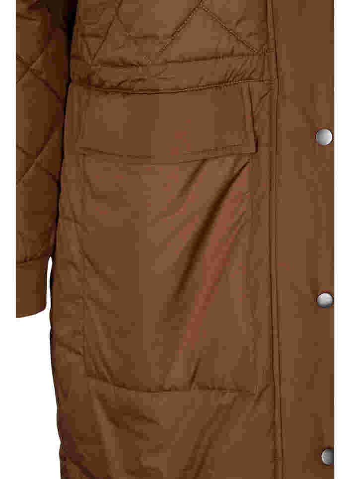 Gesteppte Jacke mit Kapuze und verstellbarer Taille, Toffee, Packshot image number 3