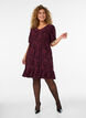 Kleid mit floraler Struktur und R&uuml;schensaum, Rot, Model image number 1