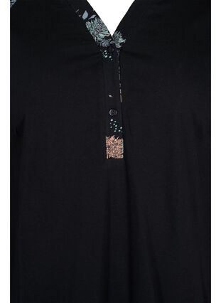 Nachthemd aus Baumwolle mit Printdetails, Black Flower AOP, Packshot image number 2