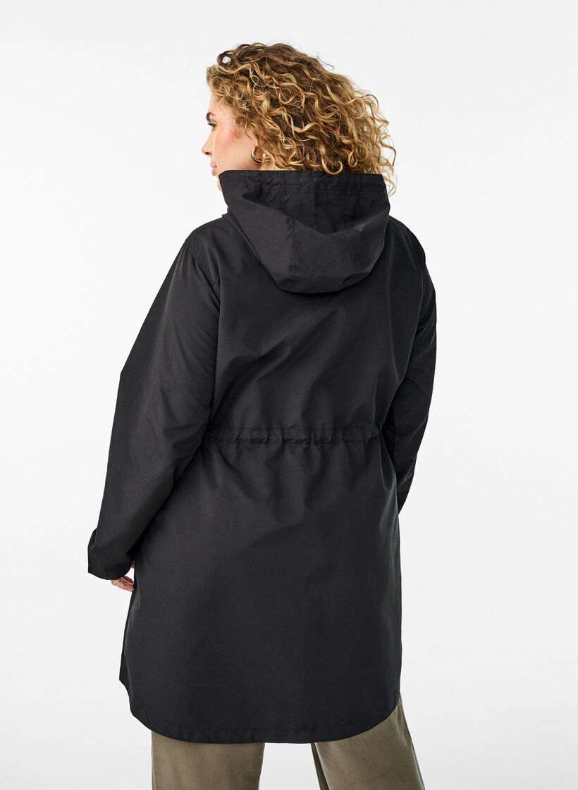 Leichter Parka mit Kapuze, Schwarz, Model image number 2