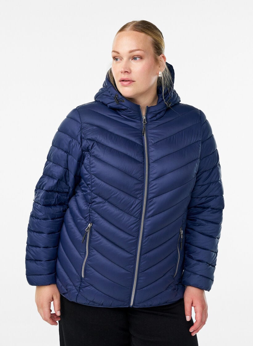 Leichte Steppjacke mit Kapuze, Blau, Model image number 0