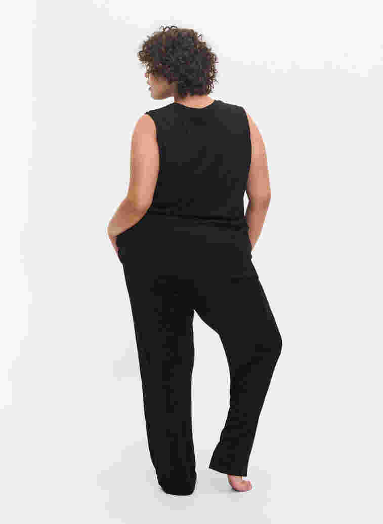 Pyjamahose aus Viskose mit lockerer Passform, Black, Model image number 0