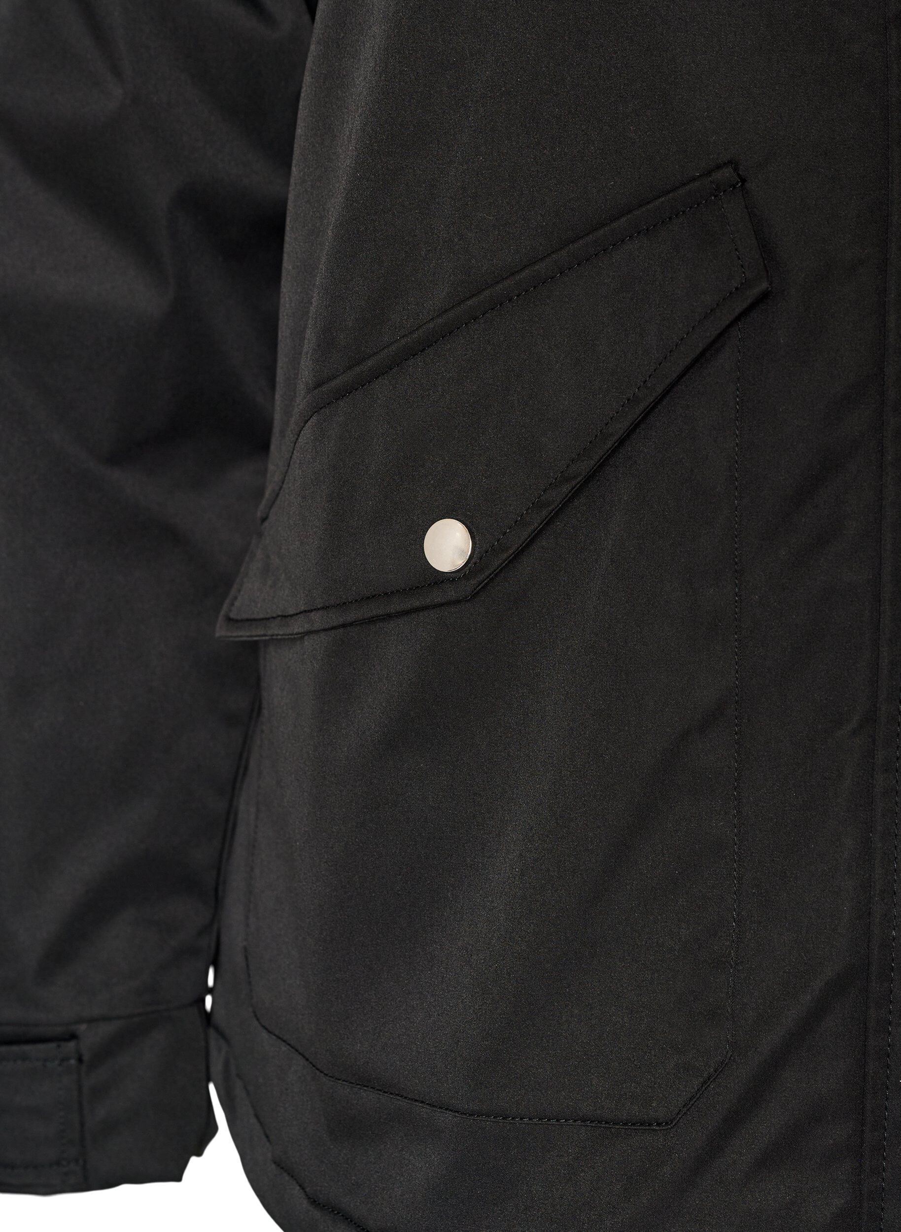ZizziGepolsterter Parka mit einer abnehmbaren Kapuze, Schwarz, Packshot image number 3
