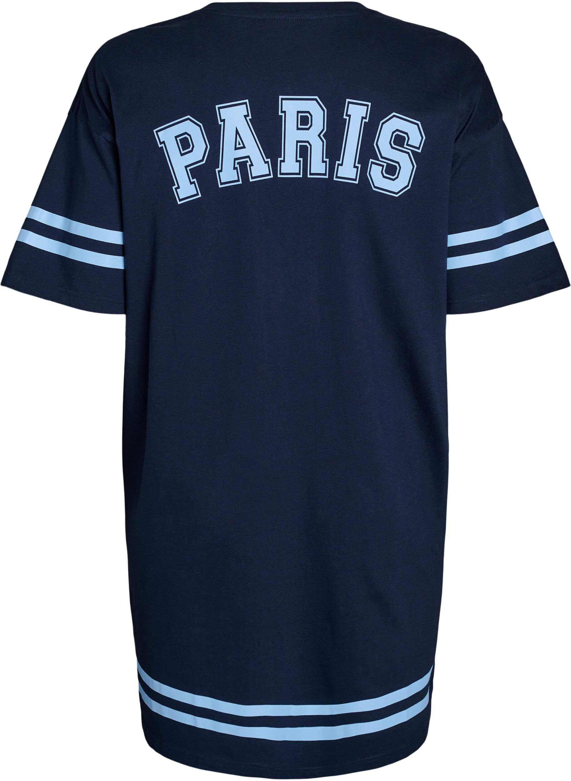 ZizziKurzes T-Shirt-Kleid mit sportlichen Details, Blau, Packshot image number 1