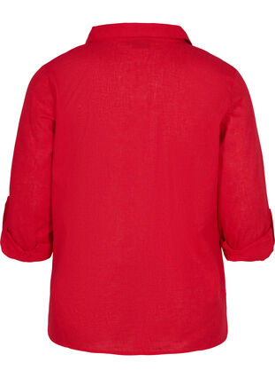 Bluse mit 3/4-Ärmeln und Knöpfen, Chinese Red, Packshot image number 1