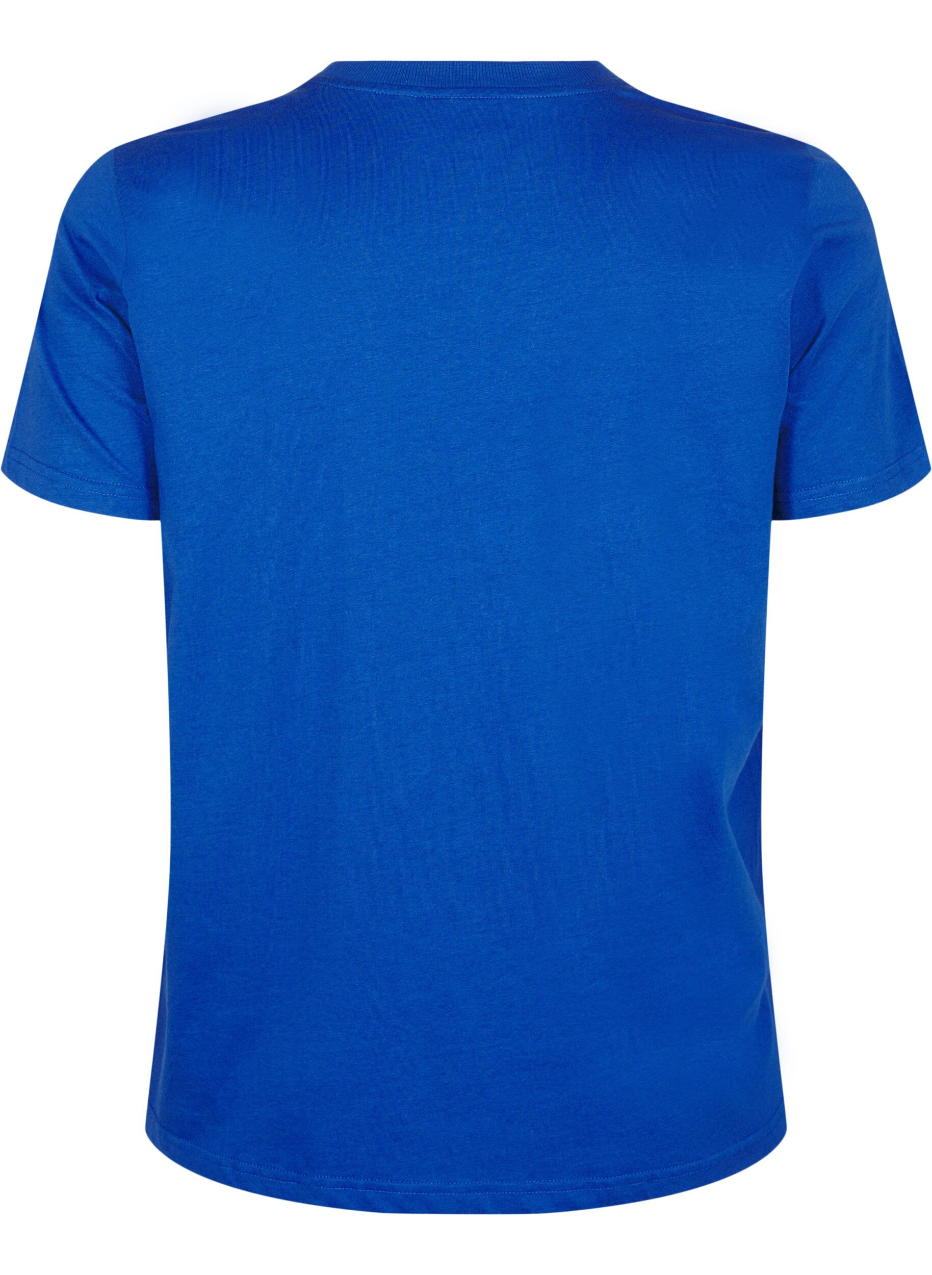 Zizzi Basic-T-Shirt aus Baumwolle mit Rundhalsausschnitt, Blau, Packshot image number 1