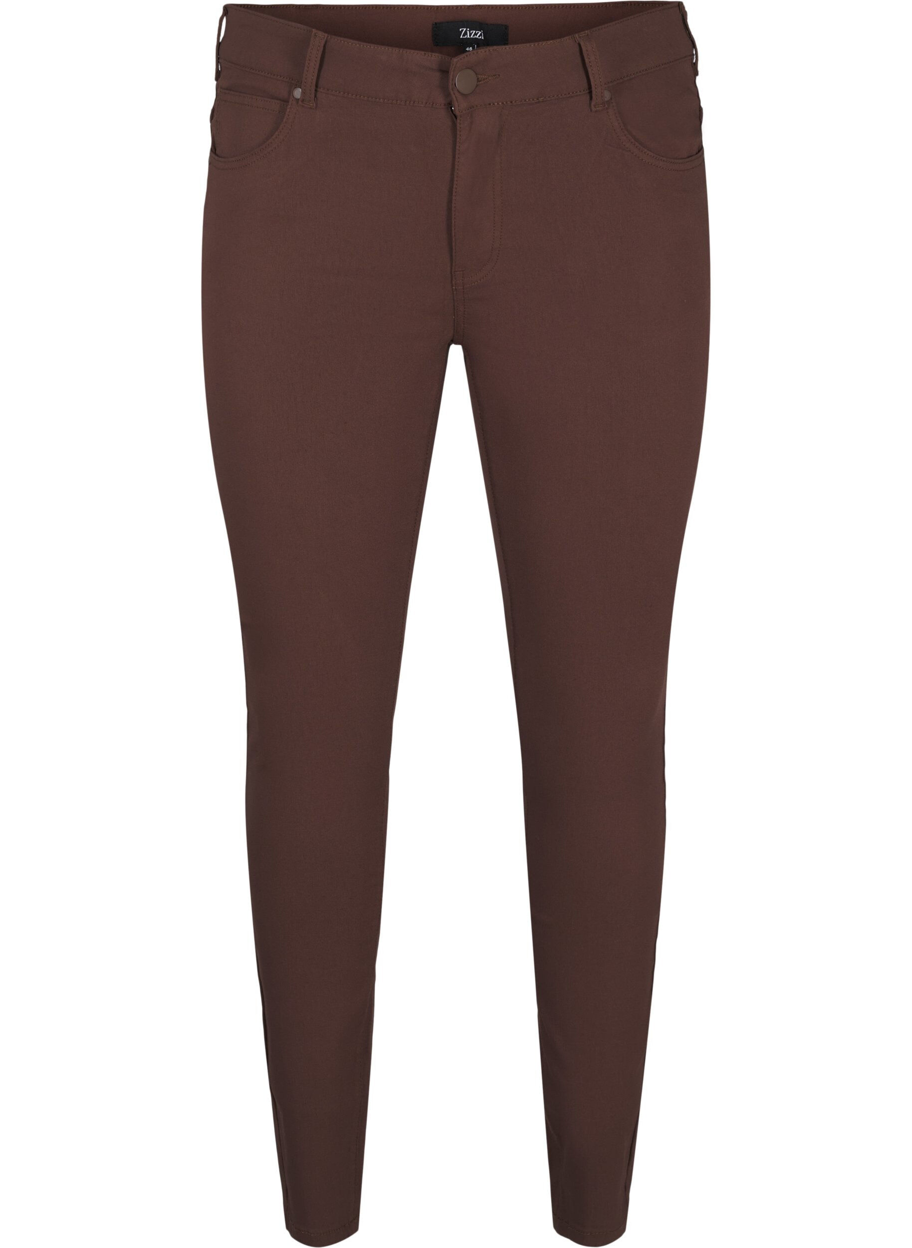 Zizzi Slim Fit Hose mit Hosentaschen, Braun, Packshot image number 0