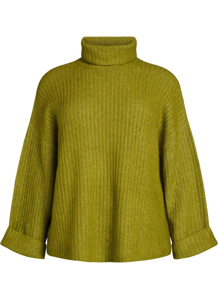 Stricktop mit Rollkragen, Gr&uuml;n, Packshot