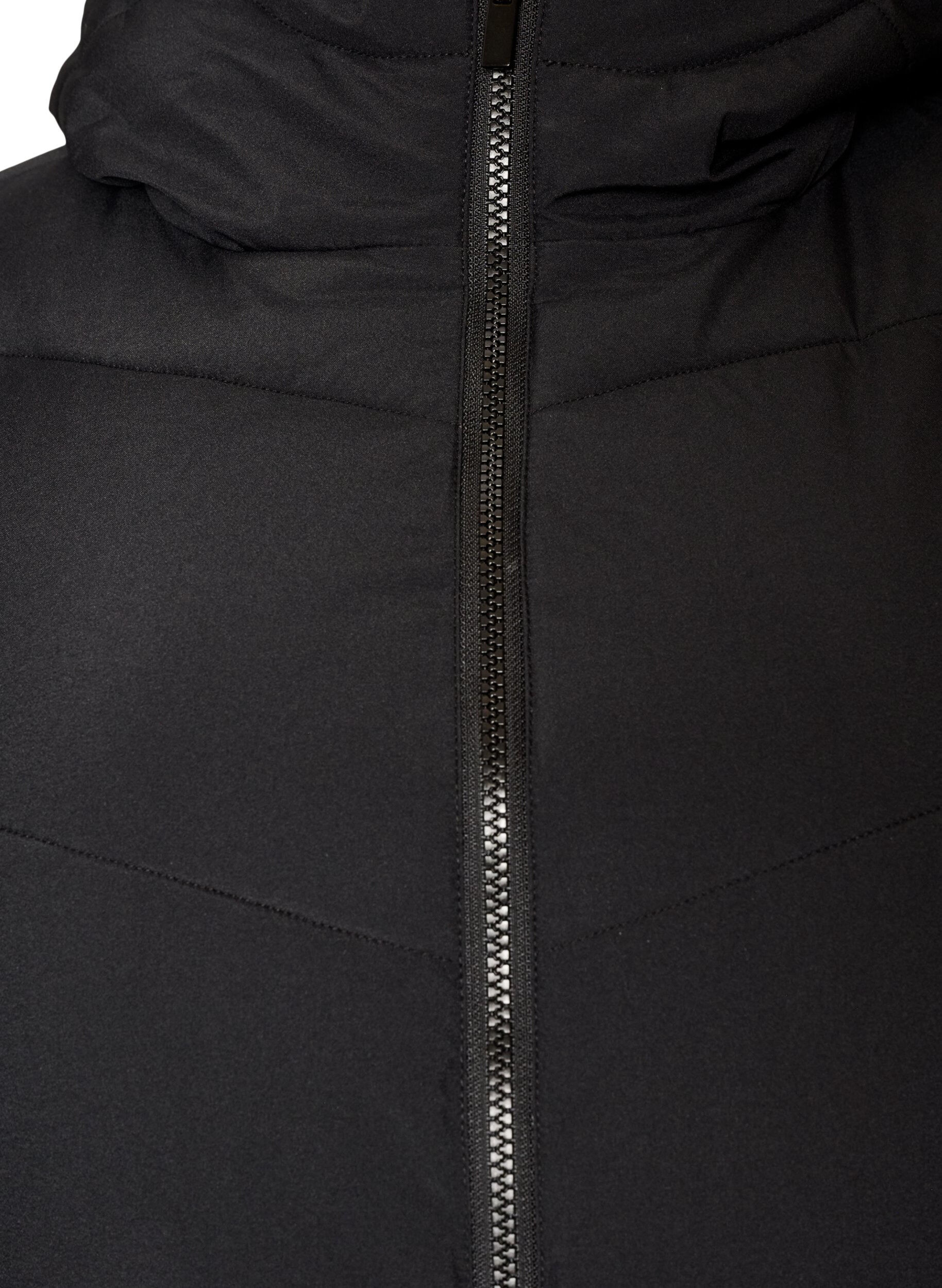 ZizziMittellange Steppjacke mit Kapuze, Schwarz, Packshot image number 2