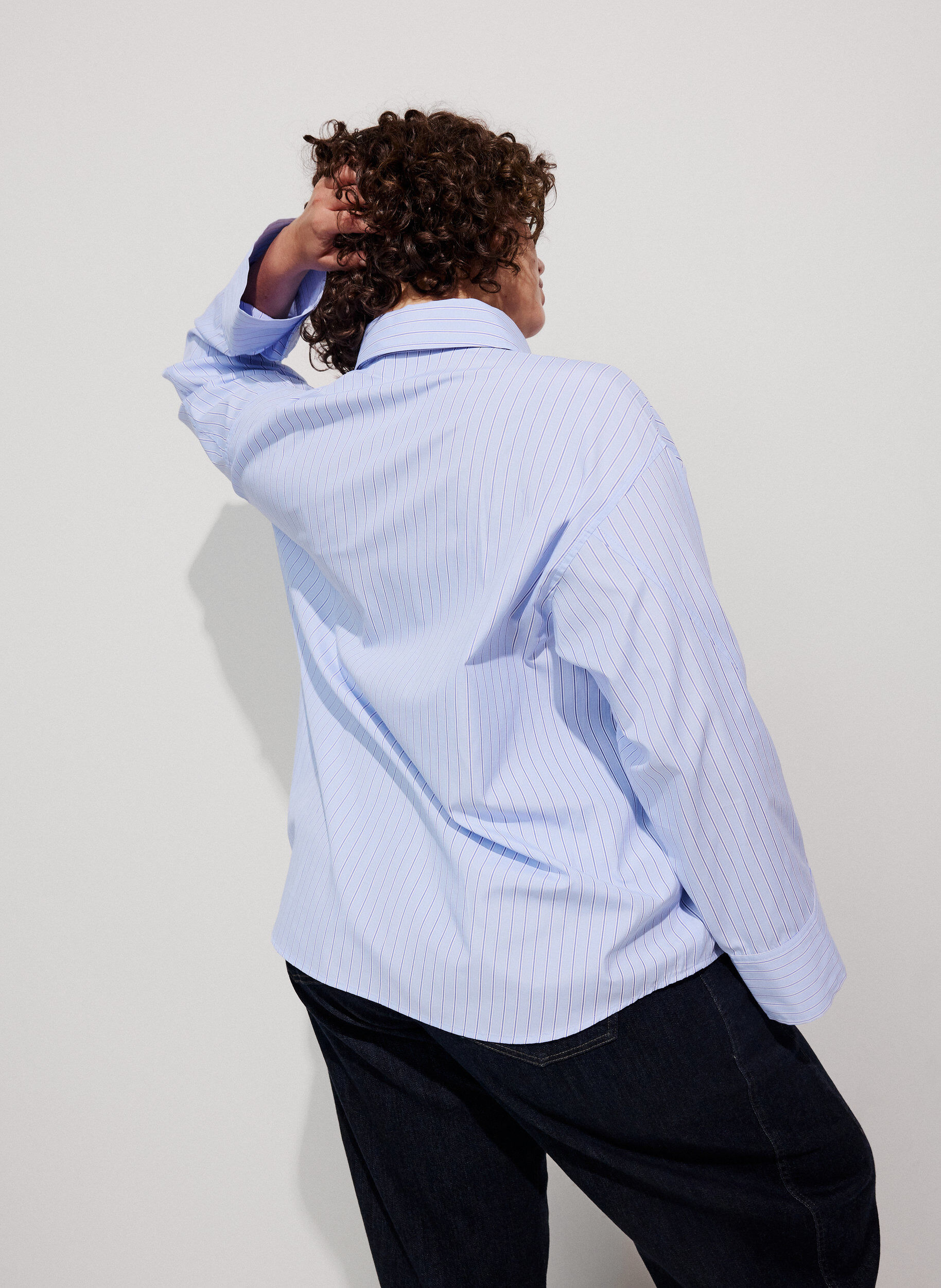 ZizziLockere Bluse mit Bindeband, Blau, Model image number 2
