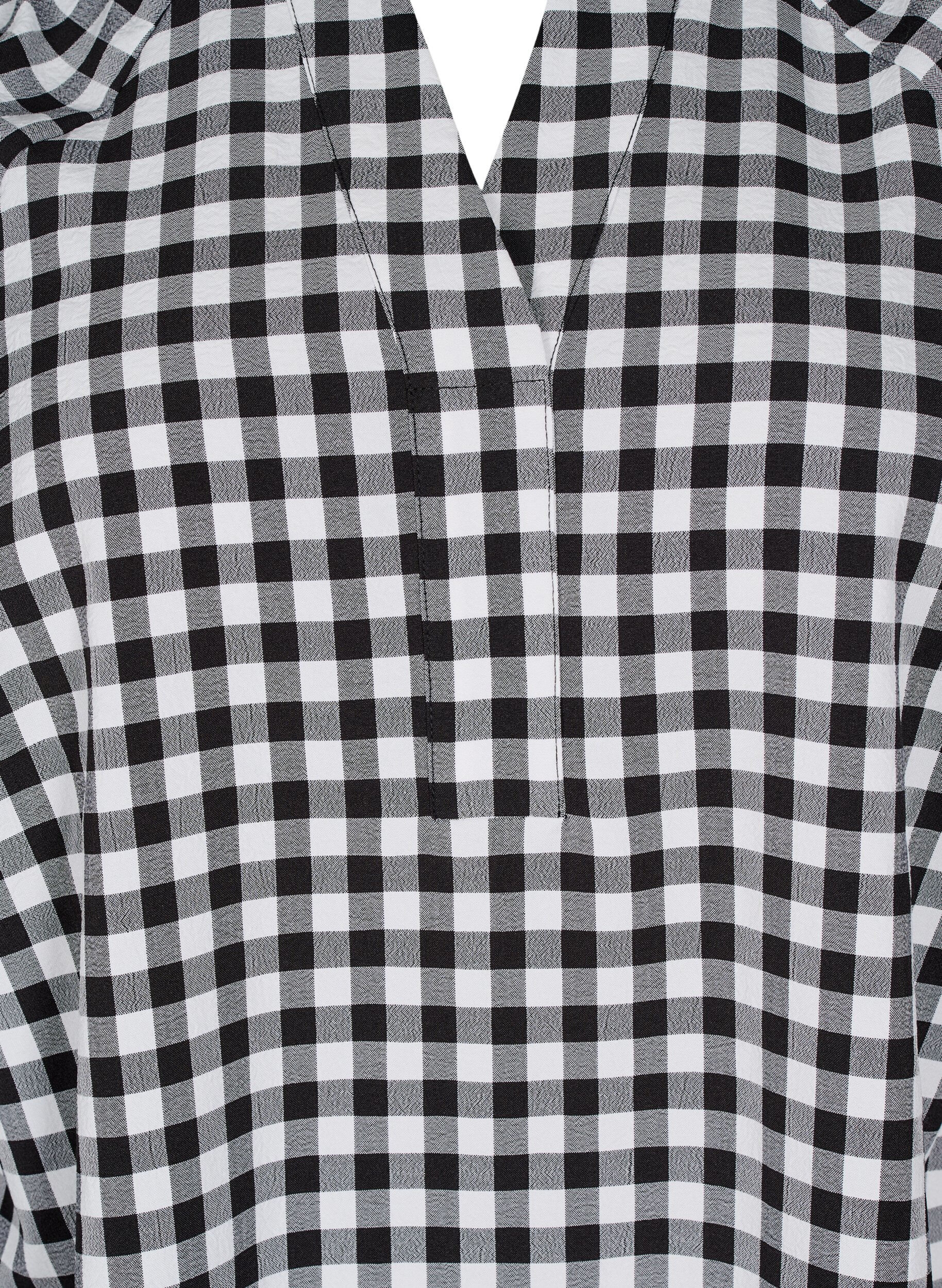 Zizzi Karierte Tunika mit V-Ausschnitt, Black/W. Gingham, Packshot image number 2