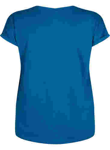 Kurzärmeliges T-Shirt aus einer Baumwollmischung, Petrol Blue, Packshot image number 1