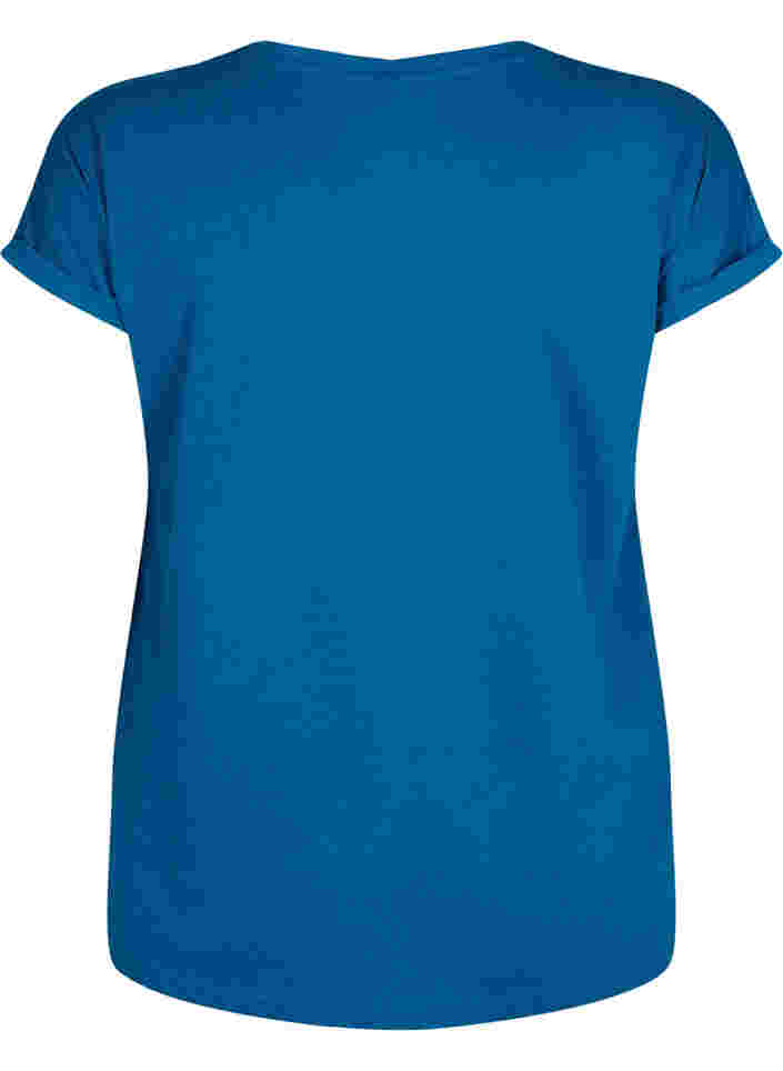 Kurzärmeliges T-Shirt aus einer Baumwollmischung, Petrol Blue, Packshot image number 1