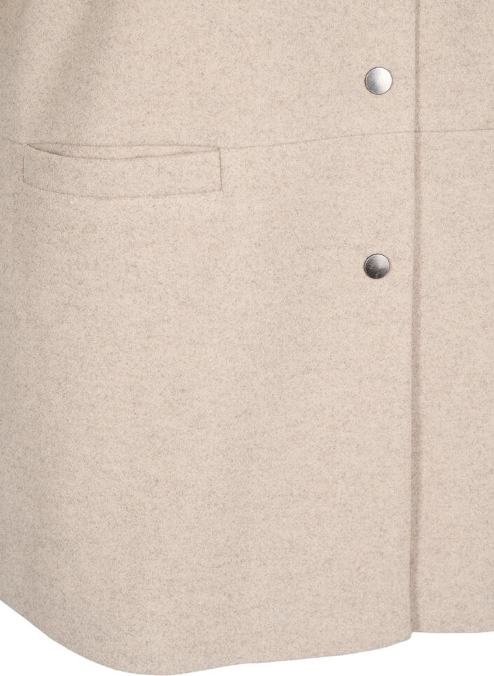 Cape-Jacke in Wolloptik mit kurzen Ärmeln, Simply Taupe Mel., Packshot image number 3