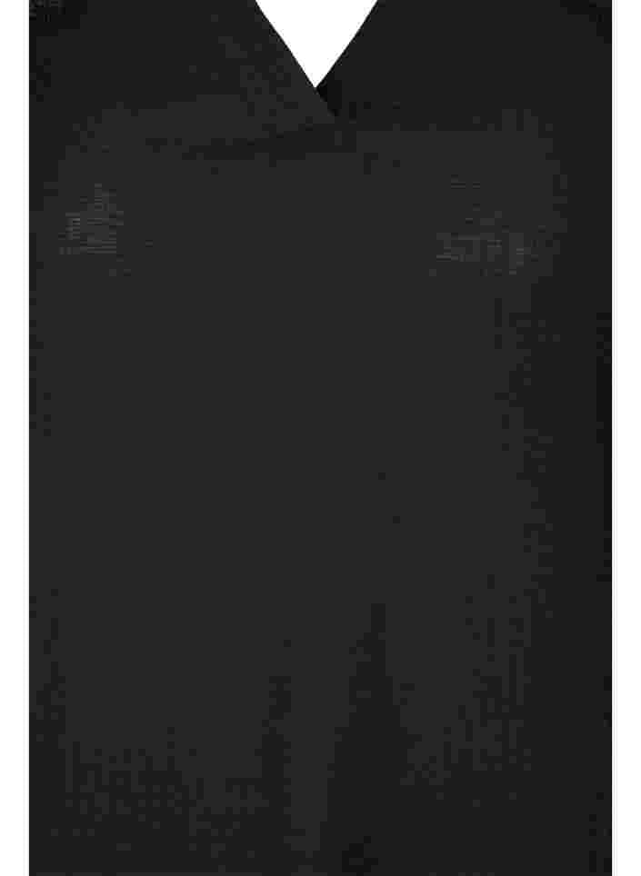 Viskosebluse mit 3/4 Ärmeln und Spitzendetails, Black, Packshot image number 2