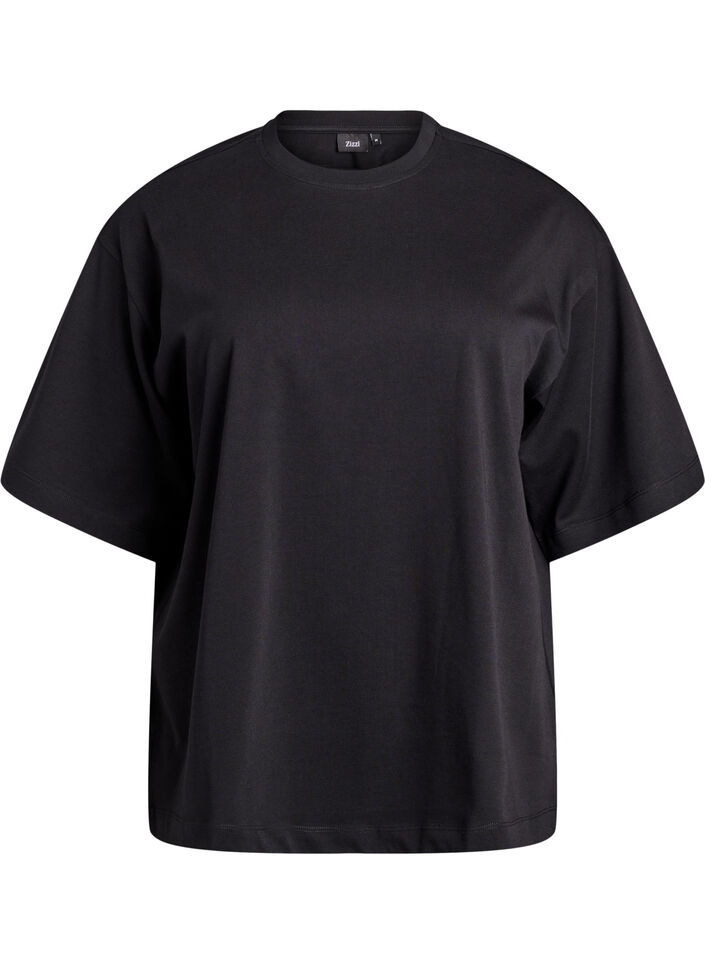 Oversize-T-Shirt mit halben Ärmeln, Schwarz, Packshot image number 0