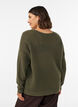 Strickbluse mit strukturiertem Lochmuster, Gr&uuml;n, Model image number 2