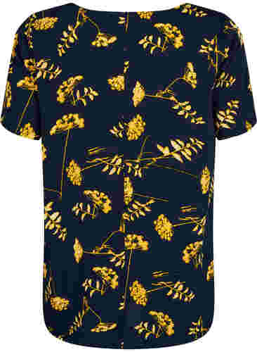 FLASH - Bluse mit kurzen Ärmeln und Print, Night Sky Yellow AOP, Packshot image number 1