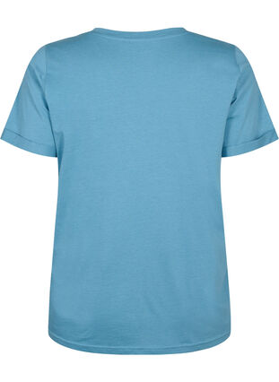 Baumwoll-T-Shirt mit V-Ausschnitt, Aegean Blue, Packshot image number 1