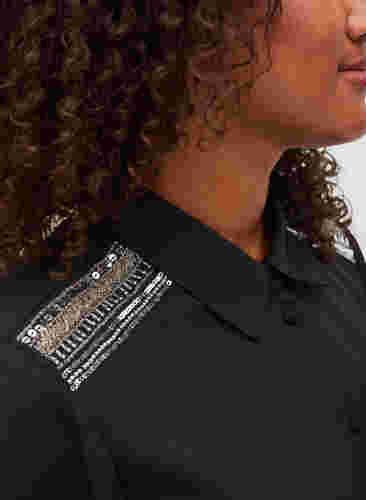 Langes Hemd mit Perlendetails, Black, Model image number 2