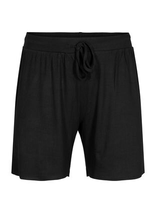 Lockere Shorts aus Viskose mit Ripp, Black, Packshot image number 0