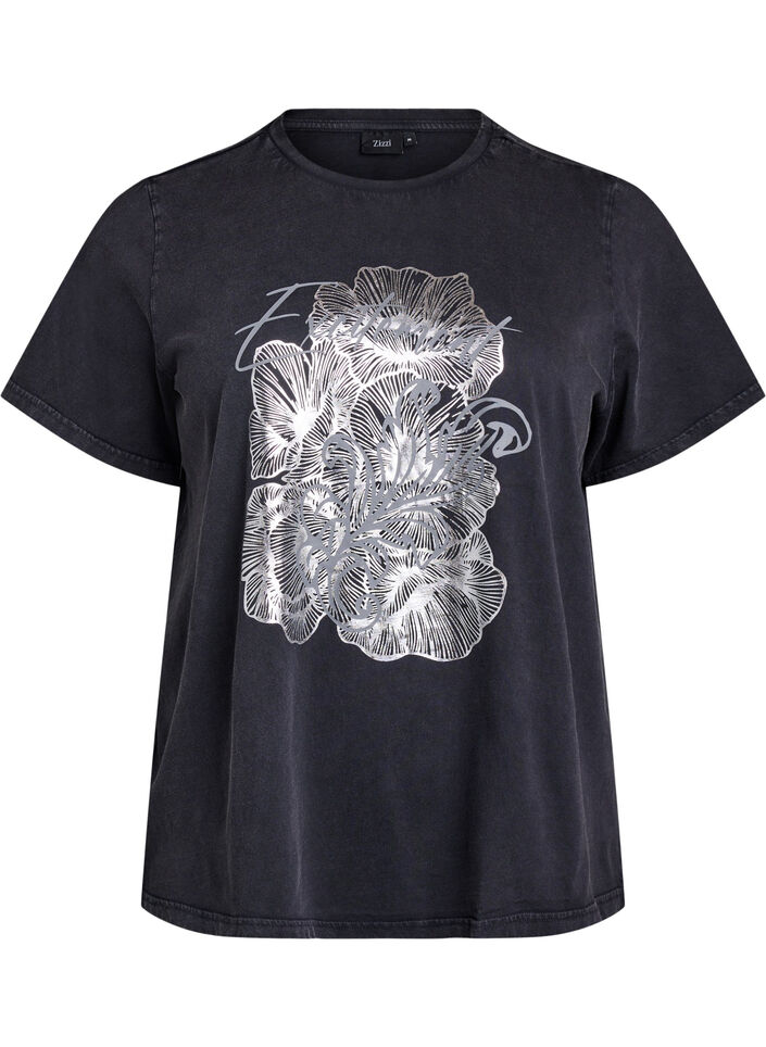 T-Shirt aus Bio-Baumwolle mit coolem Print, Grau, Packshot image number 0