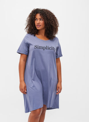 Kurzarm-Baumwollnachthemd mit Aufdruck, Grey W. Simplicity, Model image number 0