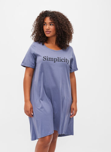 Kurzarm-Baumwollnachthemd mit Aufdruck, Grey W. Simplicity, Model image number 0