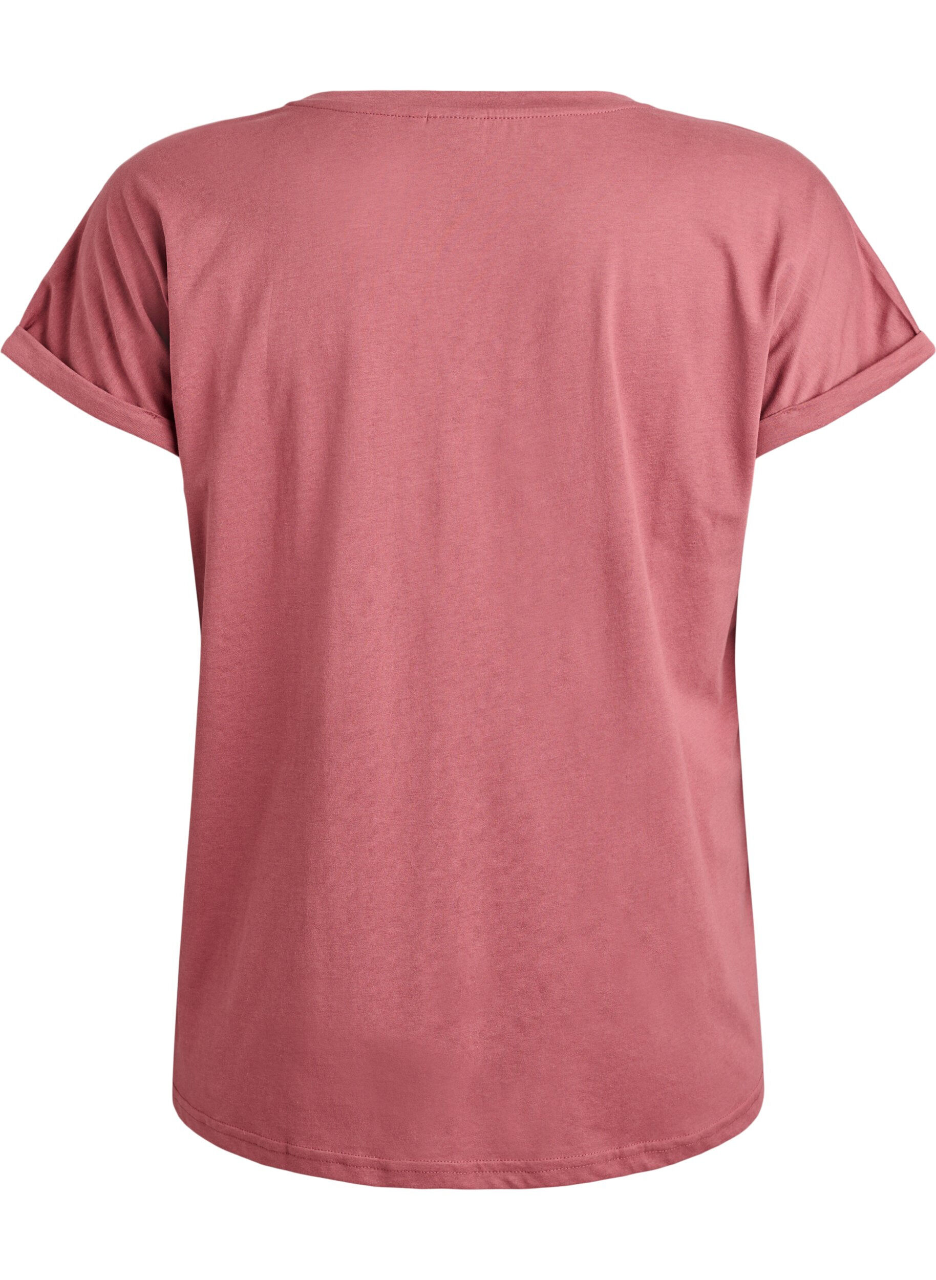 Zizzi T-Shirt aus Baumwollmischung mit kurzen &Auml;rmeln, Rot, Packshot image number 1