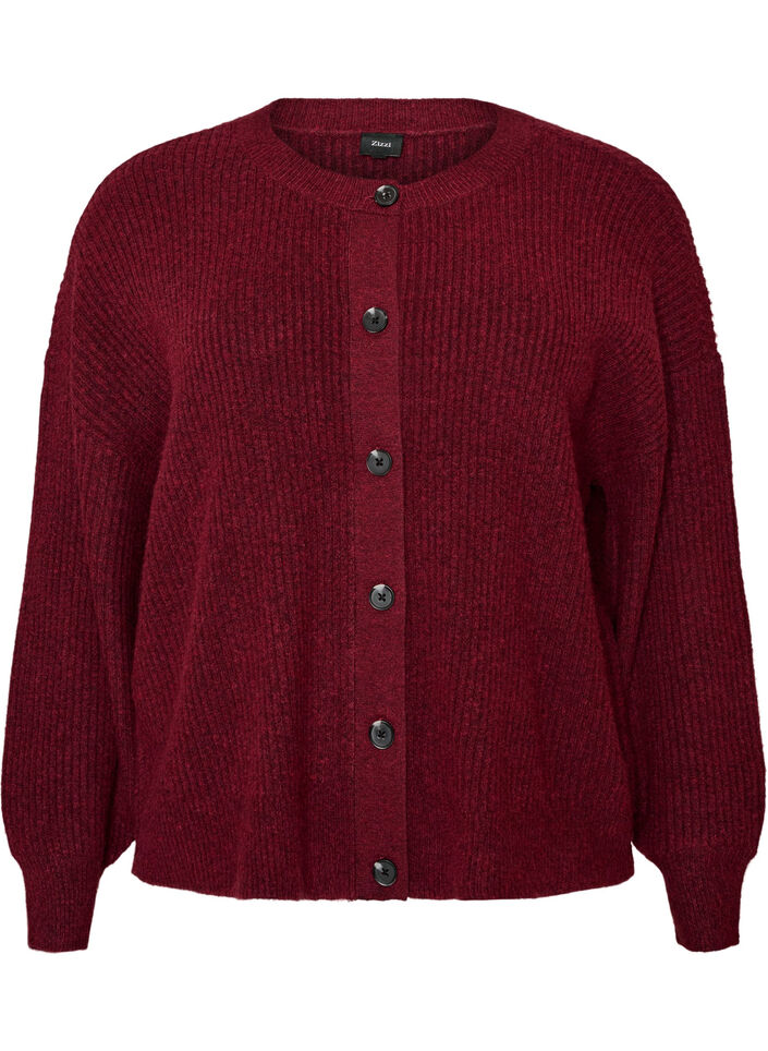 Rippenstrick Strickjacke mit Kn&ouml;pfen, Rot, Packshot image number 0