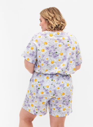 Lockere Pyjamahose mit Print, Lavender Blue AOP, Model image number 1