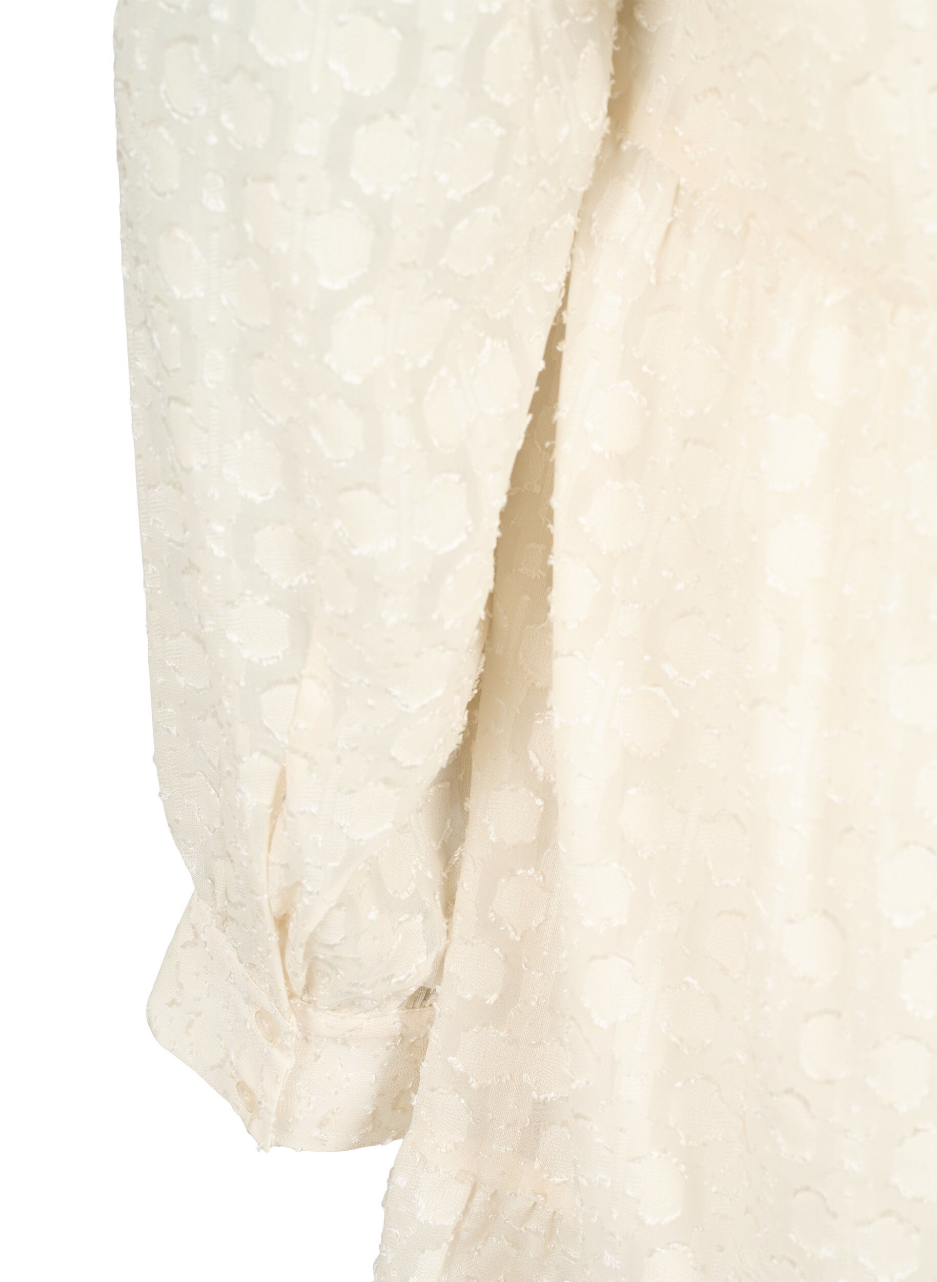Zizzi Jacquard-Kleid mit R&uuml;schenkragen, Birch, Packshot image number 3